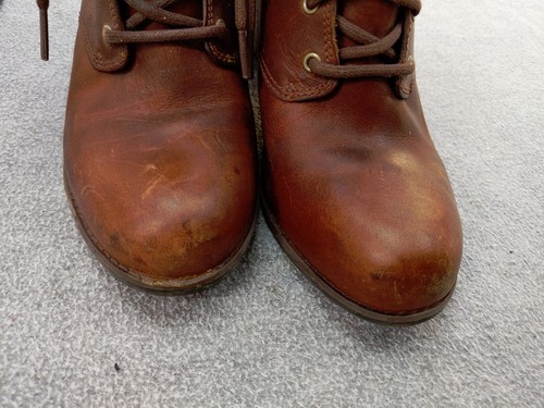 Timberland Earthkeepers Womens 8.5 39.5 Red Leather Lace-Up Boots Heel Ankle - Picture 3 of 12