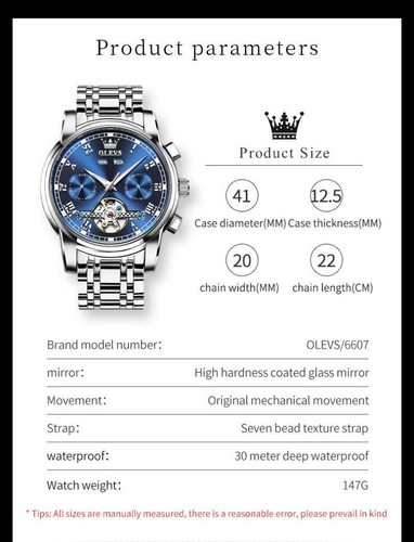 OLEVS Automatic Mechanical Movement Watch Stainless Steel Waterproof Men's Watch - Picture 4 of 32