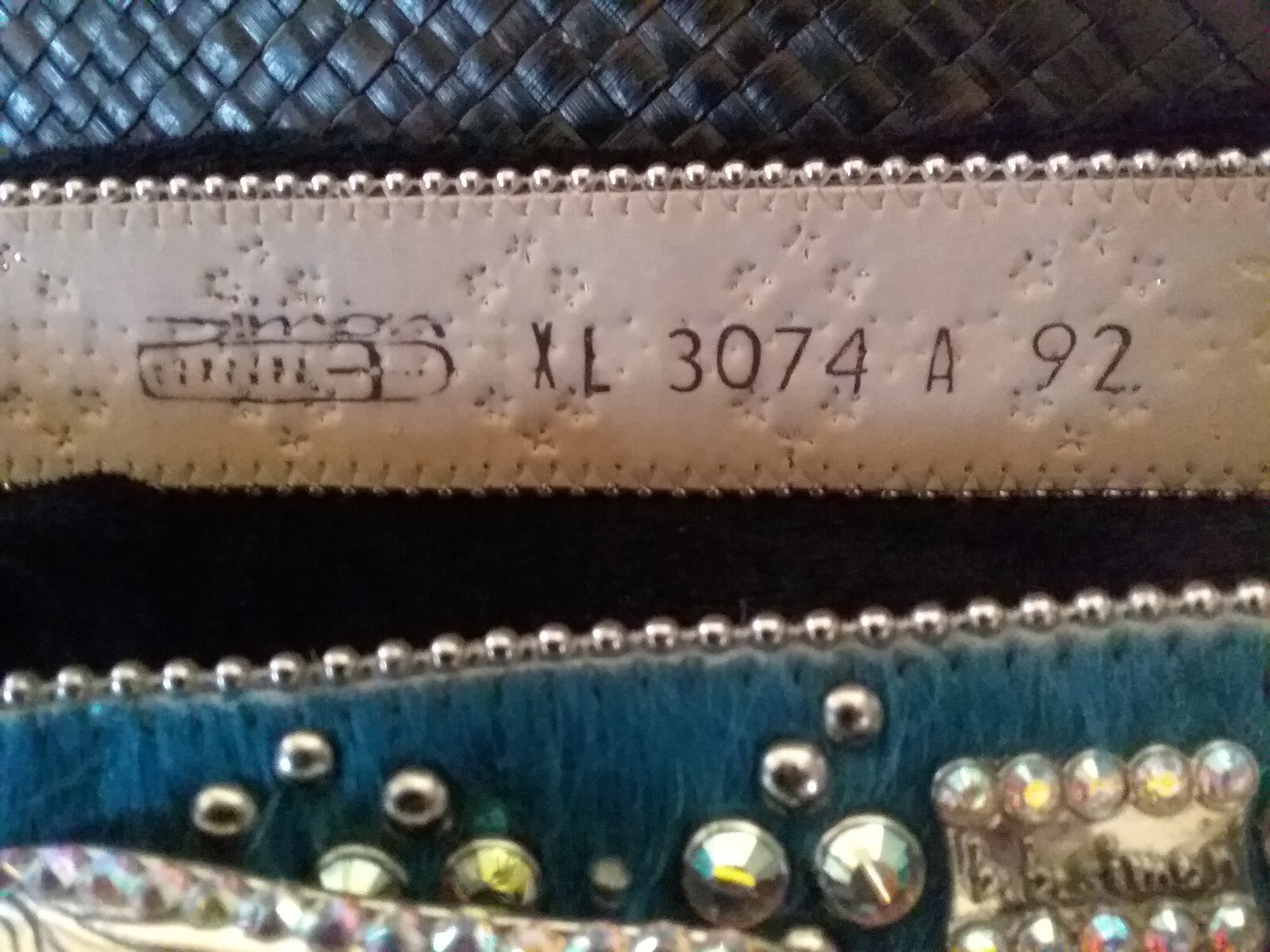 b.b Simon Belt Blue Pony Swarovski Rhinestone Bling Rockn Roll studs XL unisex image 10