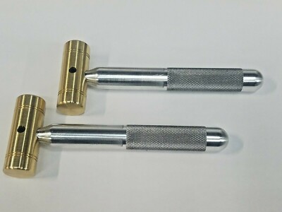 LOT OF 2 SMALL  BRASS HAMMER 4 OZ. 5/8'' ALUMINUM HANDLE MADE IN USA*HIGH QUALITY