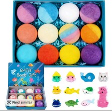 12-Piece Kids Bath Bomb Gift Set with Surprise Sea Animal Toys Inside