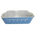 Vintage PYREX Blue Snowflake Garland 503 Refrigerator Dish 1 1/2 Qt Glass Lid