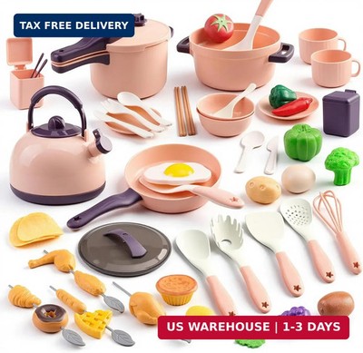 60Pcs Kids Mini Play Kitchen Accessories, Pretend Cooking Play Set with Cookware