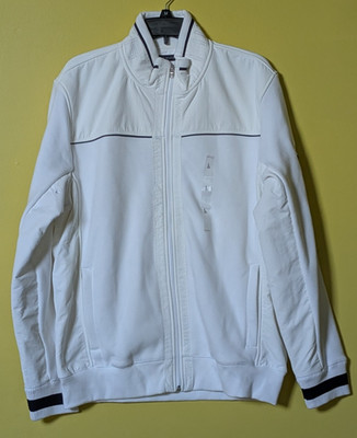 Tommy Hilfiger Men's White Mixed Media Varsity Bomber Jacket (C887866650-100) L