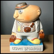 Vintage 1950’s Ucagco Travel Broadens Man with Luggage Ceramic Figurine (Japan)