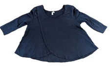 Free People We The Free Grandpa Black Tulip overlapping front T size S 3/4 sle