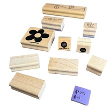 Stampin Up 2003 Wood Mounted Rubber Stamps Lot 10pc Flowers Love Swirls