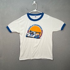 Vintage 80s Porsche 962 Rothmans World Champions T Shirt White Size XL