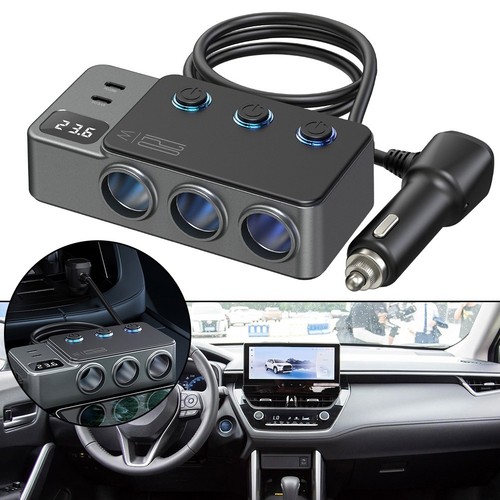 Sleek Black Design 9 in Car Phone Charger with Multi Port Functionality - Picture 4 of 18