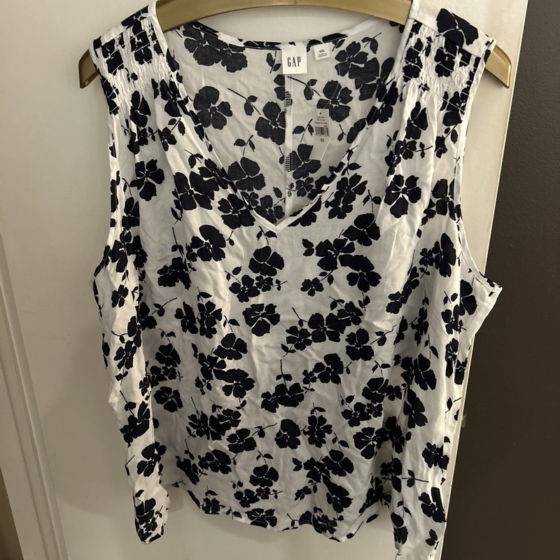 Gap Top Women’s Sz Large Floral Print V Neck Short Sleeve Colorful  Lightweight