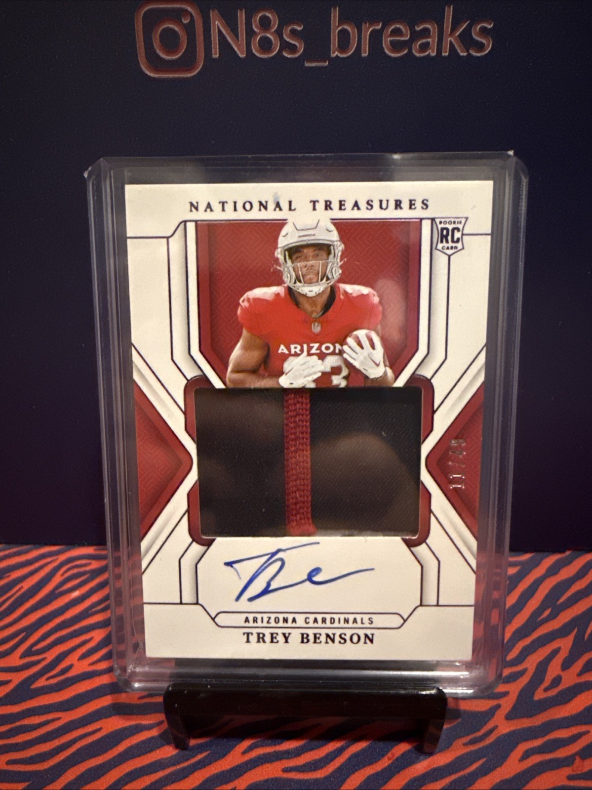 2024 National Treasures Purple Trey Benson ROOKIE PATCH AUTO /49 #174 CARDINALS