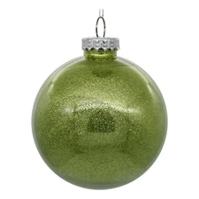 Vickerman 3" Celadon Glitter Clear Ball 12/bag
