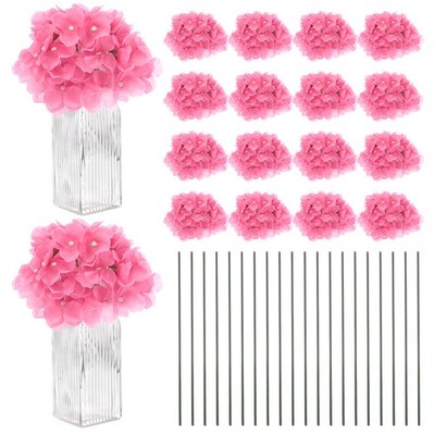 20-Pack Silk Hydrangea Flowers for Home Decor [Rose Pink]