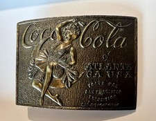 Vintage Coca Cola of Atlanta GA Brass Belt Buckle Trans-Pan San Francisco Expo