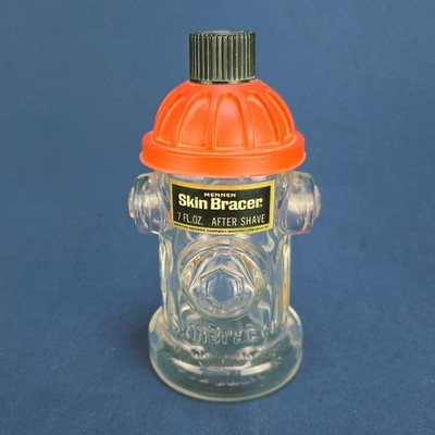 Vintage Mennen Skin Bracer Glass Bottle Fire Hydrant After Shave 7 fl oz