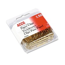 ACCO Paper Clips, Jumbo, Smooth, Gold, 50 Clips/Box 72532