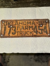 1958 Vintage Oklahoma License Plate Auto Car Tag Garage Man Cave