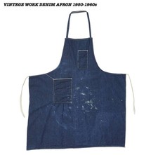 Vintage 1950s 1960s Denim Work Apron Selvedge Indigo Cotton USA 9x29x32 Inch
