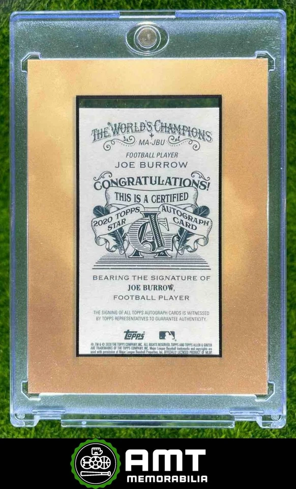 2020 Topps Allen & Ginter Joe Burrow Mini Framed Non-Baseball Auto Bengals - Image 2 of 3