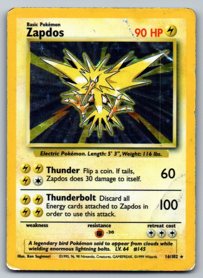 Zapdos 16/102 Pokemon DMG Base Set Unlimited