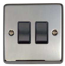 G&H CC2B Standard Plate Polished Chrome 2 Gang 1 or 2 Way Rocker Light Switch