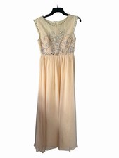 Azazie Junior Girl Champagne Beaded Chiffon Maxi Dress Formal Gown Sleeveless