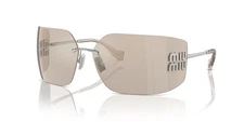 MIU MIU MU 54YS 1BC10F Silver Light Brown Lens Women Wrap Sunglasses AUTHENTIC
