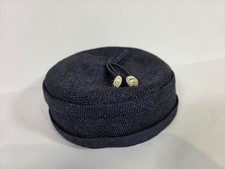 Marche Exclusive Navy Straw Pillbox Hat Cord Vintage
