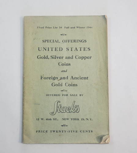 1944 Stacks Auction Catalogue Special Offerings United States Gold Silver Copper