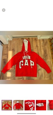Gap x MSGM (GQ) Weathered Red Double Hooded Sweatshirt, L
