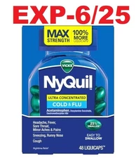Vicks NyQuil Max Strength Cold & Flu Liquicaps, 48 CT SEE PIC FOR DATE