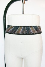 1980s Hand Beaded Belt Rope Tie Waist Cinch