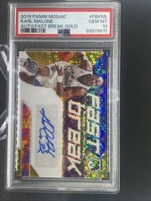 2019 Panini Mosaic Karl Malone Auto Fast Break-Gold /10 PSA 10