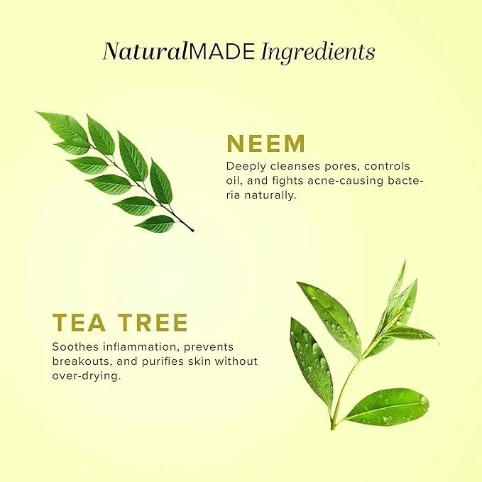 Jabón facial Khadi Neem & Tea Tree 210 ml limpiador herbal control de aceite de acné todo tipo Foto 3 de 4