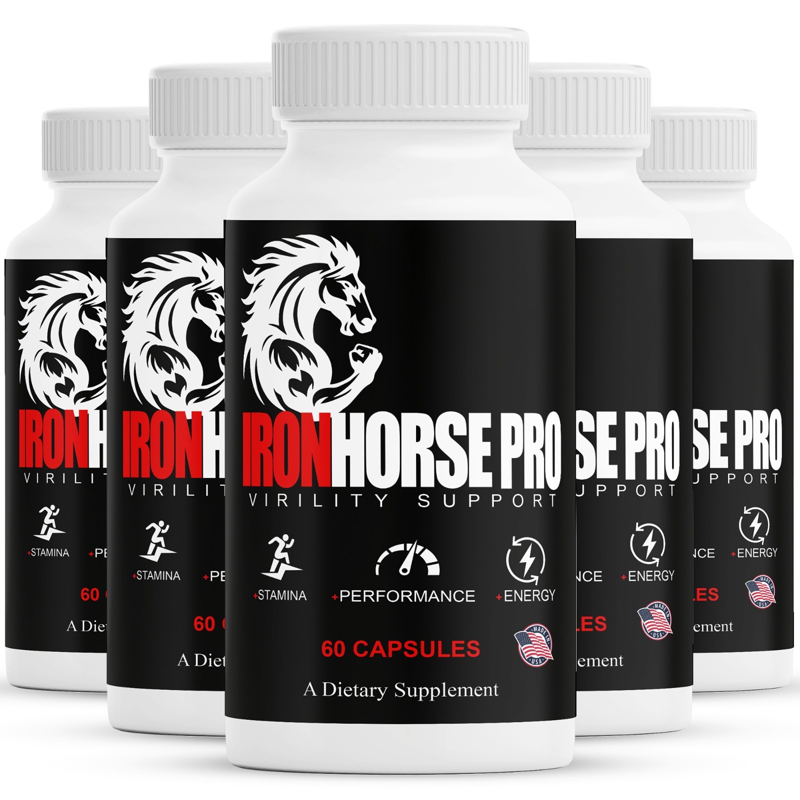 (5 Pack) Iron Horse Supplement, IronHorse Pills for Men, Male Health Support