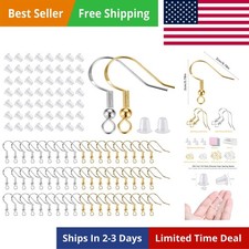 200 PCS/100Pairs 925 Sterling Silver and Gold Earring Hooks,Hypo-allergenic F...