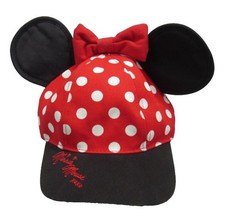 Minnie Mouse Disney Parks Red Polka Dot Youth Cap Hat Snapback with Bow  Ears