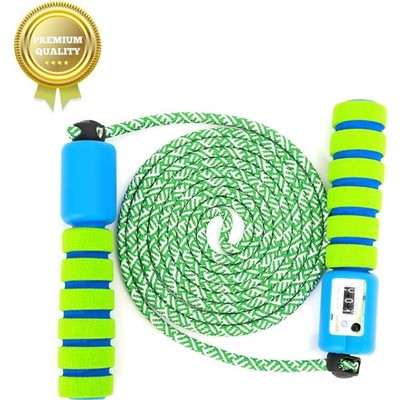 Springseil Kinder verstellbar Speed Rope Zähler Boxen Sport Rutschfest Grün