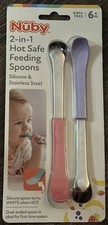 Nuby 2 In 1 Hot Safe Feeding Spoons 2 Pack. Yelbin