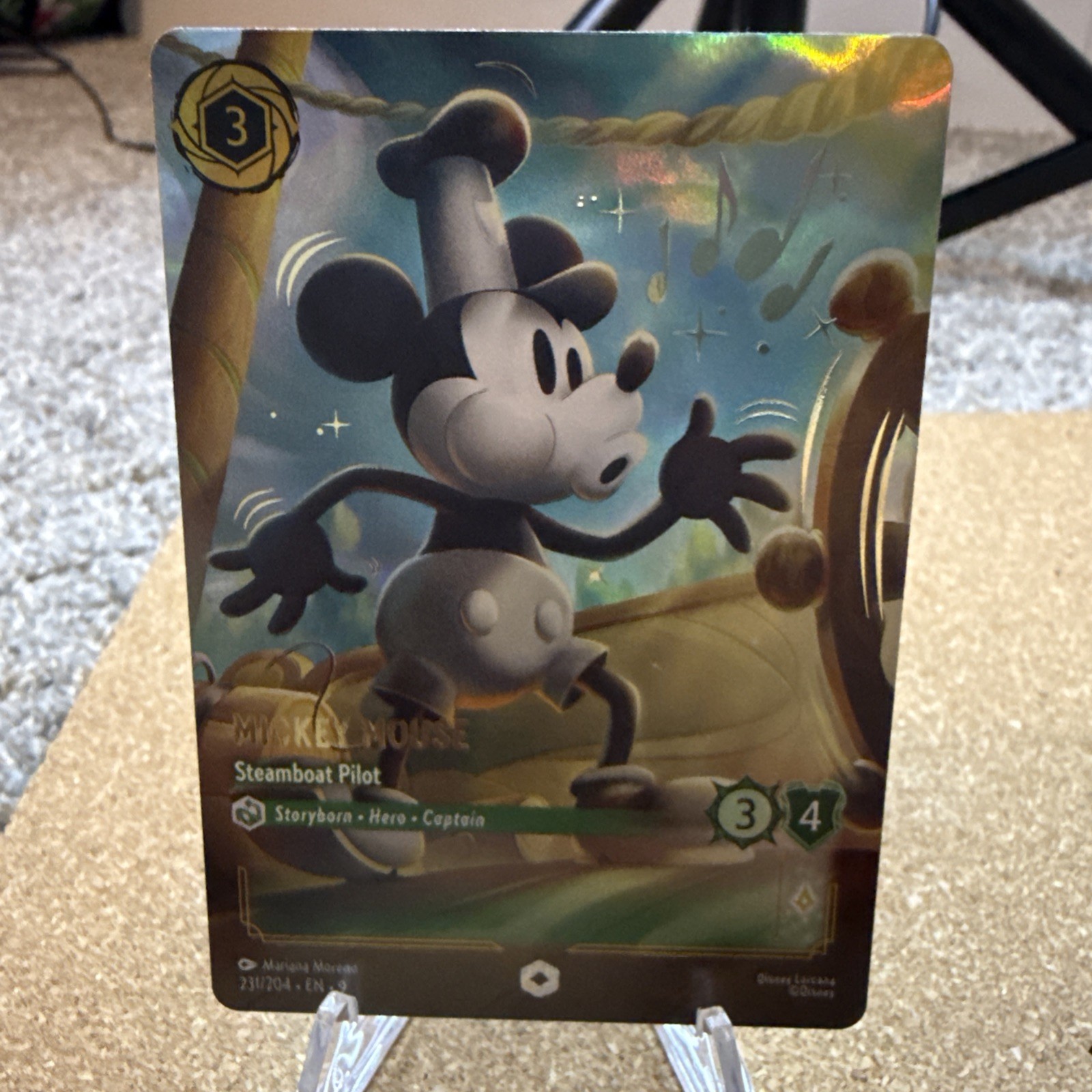 Disney Lorcana Fabled Mickey Mouse - Steamboat Pilot (Enchanted) 231/204 Holo NM