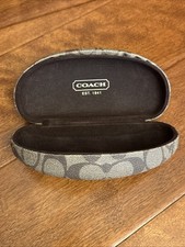 Coach Hard Clam Shell Eye Glasses Sunglasses Case w/ Jacquard Pattern Brown READ