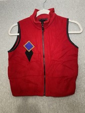 Vintage Fleece Aztec Geometric Retro Full Zip Vest Kids Size S Moxie Horses