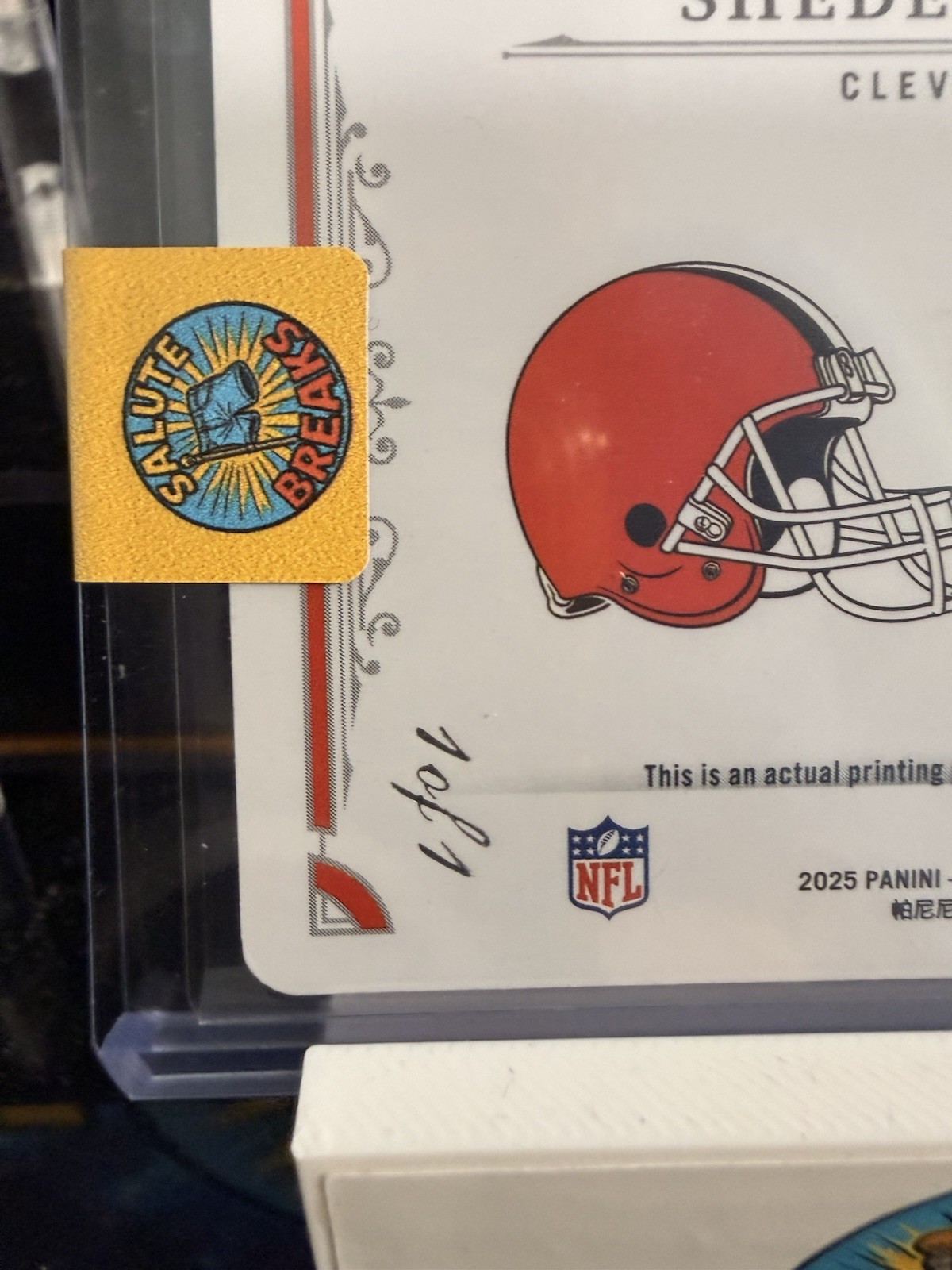 2025 National Treasures - Shedeur Sanders - True Rookie Shield Auto 1/1 Plate view 5