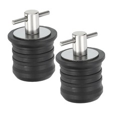 2 PCS T Handle Stainless Steel Boat Plug Snap Drain Marine Twist Plug Rubber