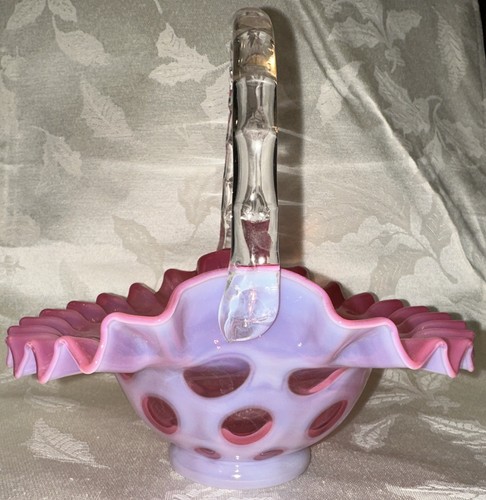 Fenton Cranberry Opalescent Glass Coin Dot Basket 7 1/4" Tall | eBay