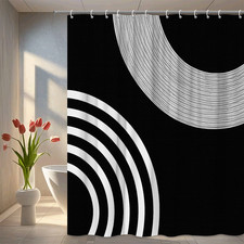 Modern Black and White Circles Shower Curtain - Stylish Bathroom Decor