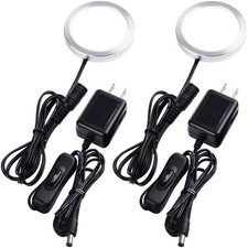 Single Under Cabinet LED Puck Light 2 Packs 120V Wired Plug in Daylight