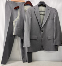 VTG 70's MEN'S 3PC SUIT GRAY PINSTRIPE WOOL BLEND ROYAL CROWN 40 R / 30x30