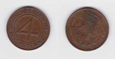 4 Pfennig Kupfer M&uuml;nze Deutsches Reich 1932 F ss+ (154570)