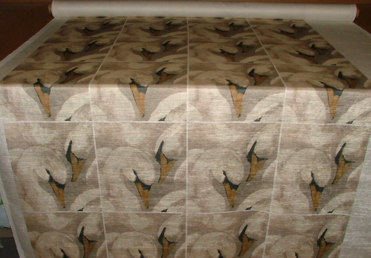 4 x Majestic Swans Clay Velvet Fabric Cushion Panels / Cushion Bag